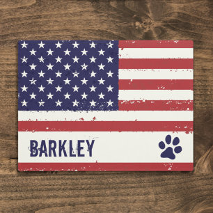 Paillasson Patriotic American Flag Personalized Dog Bowl Mat