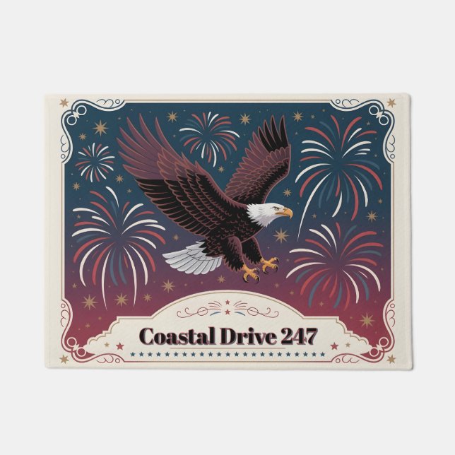Paillasson Patriotic Eagle Personalized Address Number Custom (Devant)
