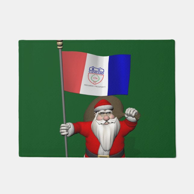 Paillasson Patriotique Père Noël visite Cleveland Ohio (Devant)