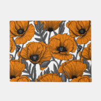Pavot orange sur blanc