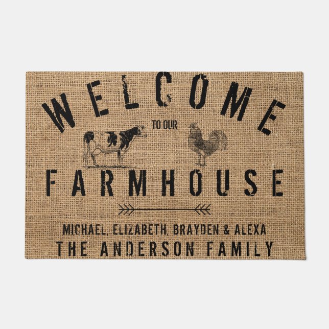 Paillasson Pays rustique Bienvenue dans notre ferme Animaux (Devant)