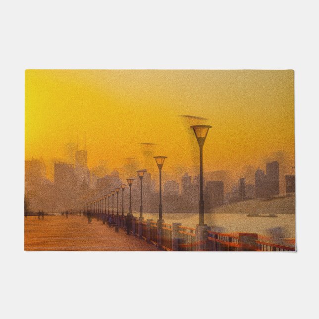 Paillasson Paysage urbain au coucher du soleil (Devant)