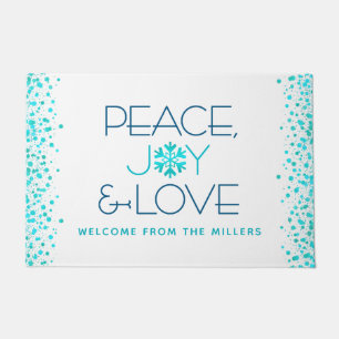 Paillasson Peace Jove Love Holiday Turquoise Snowflake Nom