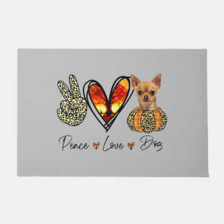 Paillasson Peace Love Chihuahua Scarf Leopard automne Thanksg