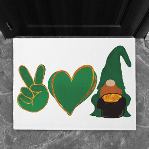 Paillasson Peace Love Gnome Sublimation de la Saint Patrick