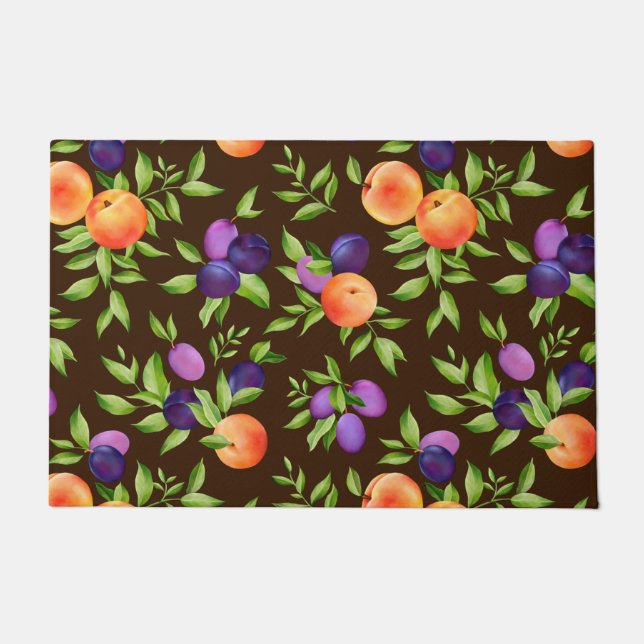 Paillasson Peaches Plums Purple Cute Fruit Motif botanique (Devant)