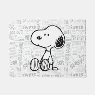 Paillasson PEANUTS   Snoopy on Black White Comics
