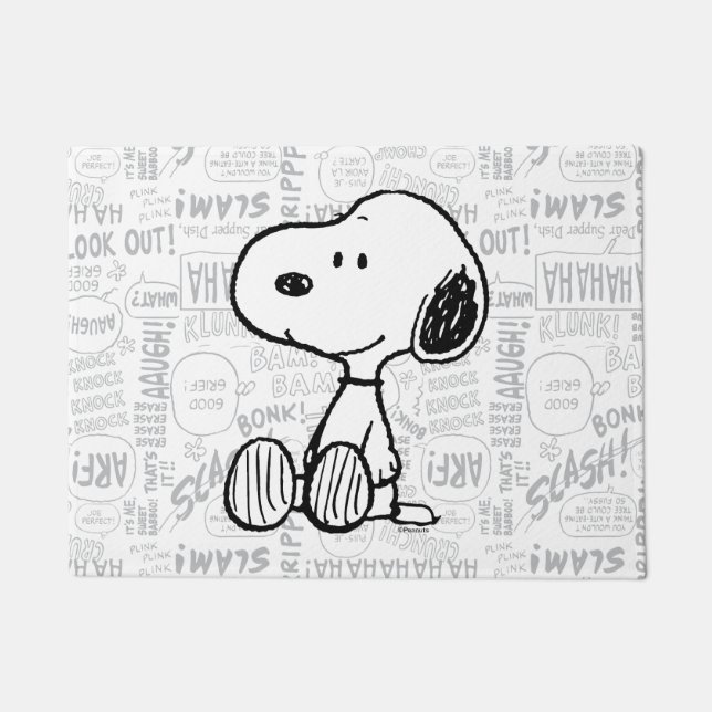Paillasson PEANUTS | Snoopy on Black White Comics (Devant)