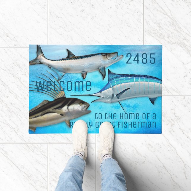 Paillasson Pêcheur D'Eau Salée Bienvenue Dit Marlin Tarpon D (Intérieur)