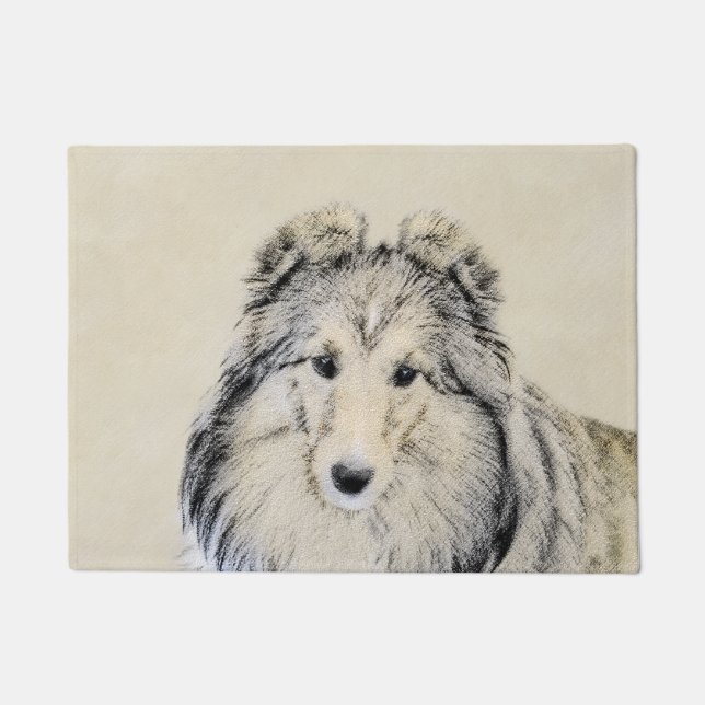 Paillasson Peinture de chien de berger de Shetland - art (Devant)