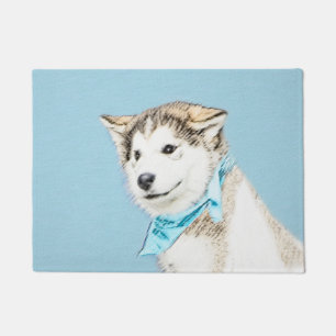 Paillasson Peinture de chiot Husky sibérien - Art original de