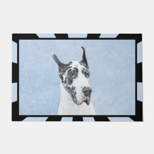 Paillasson Peinture de Great Dane (Harlequin) - Art original 