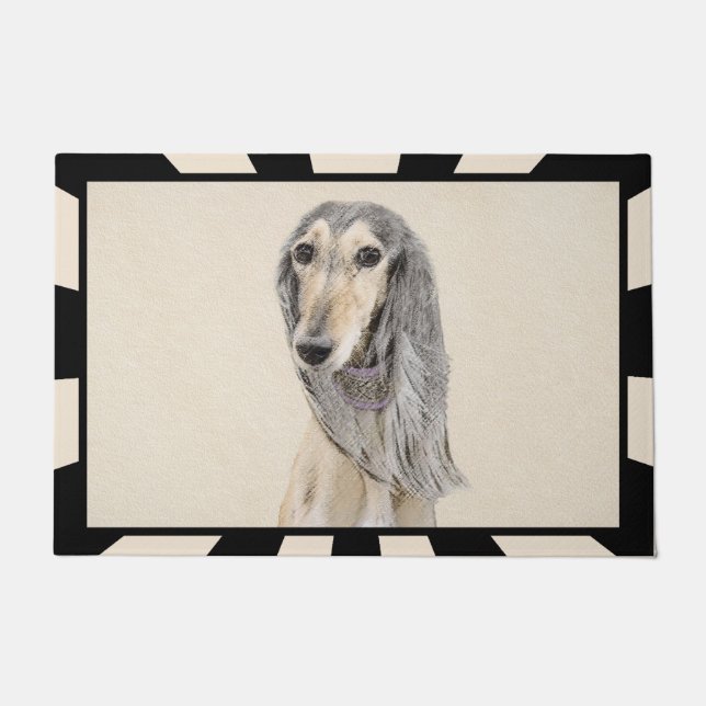 Paillasson Peinture de Saluki (Faune) - Cute Original Chien A (Devant)