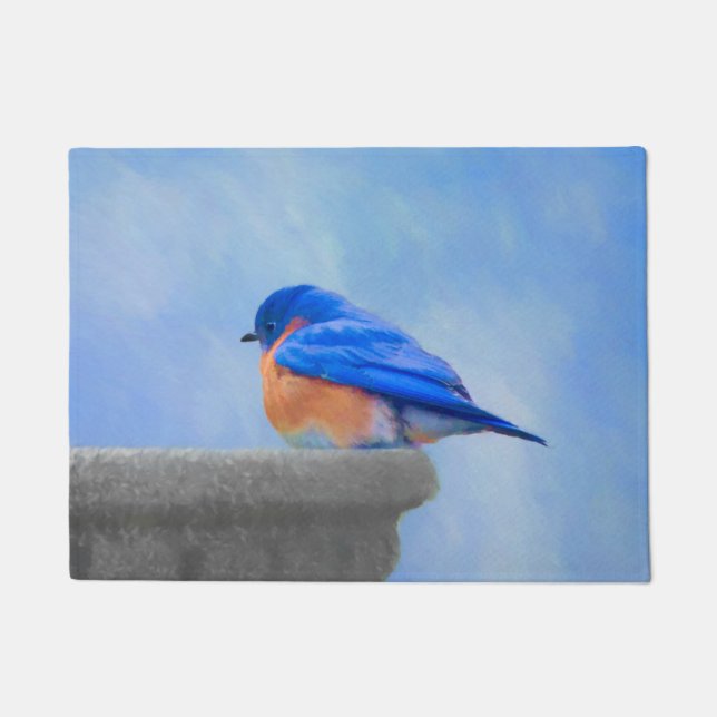 Paillasson Peinture d'oiseau bleu - art original d'oiseau (Devant)