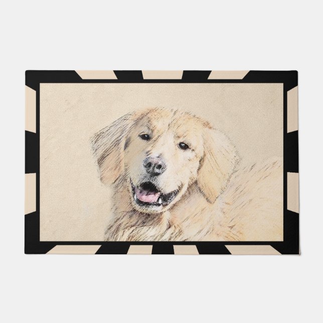 Paillasson Peinture Golden Retriever - Joli art original chie (Devant)