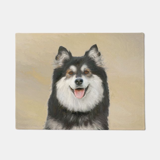 Paillasson Peinture Lapphund Finlandaise - Joli art original  (Devant)