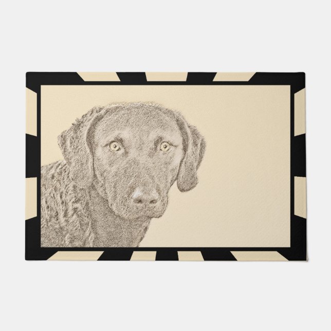 Paillasson Peinture originale de chien par Retriever de Chesa (Devant)