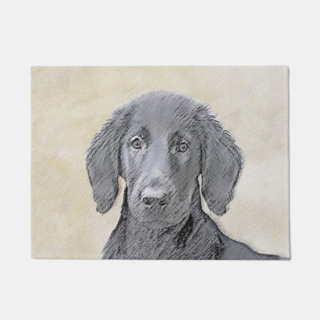 Paillasson Peinture Retriever à revêtement plat - Art Chien o (Devant)