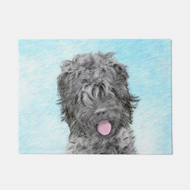 Paillasson Peinture russe Terrier noir - Chien original migno (Devant)