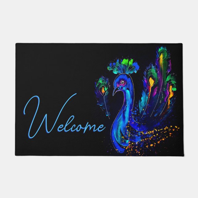 Paillasson Peinture Whimsical Peacock (Devant)