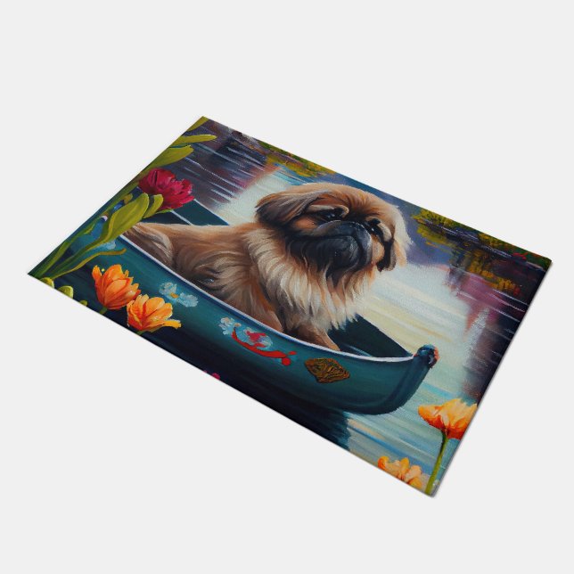 Paillasson Pekingese sur une pagaie : une aventure Pittoresqu (Incliné)
