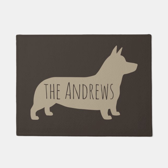 Paillasson Pembroke Welsh Corgi Silhouette avec texte personn (Devant)