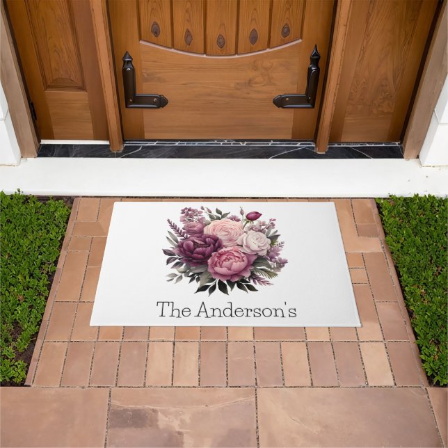 Paillasson Peonies Roses rose blanc violet Floral Flower (De plein air)