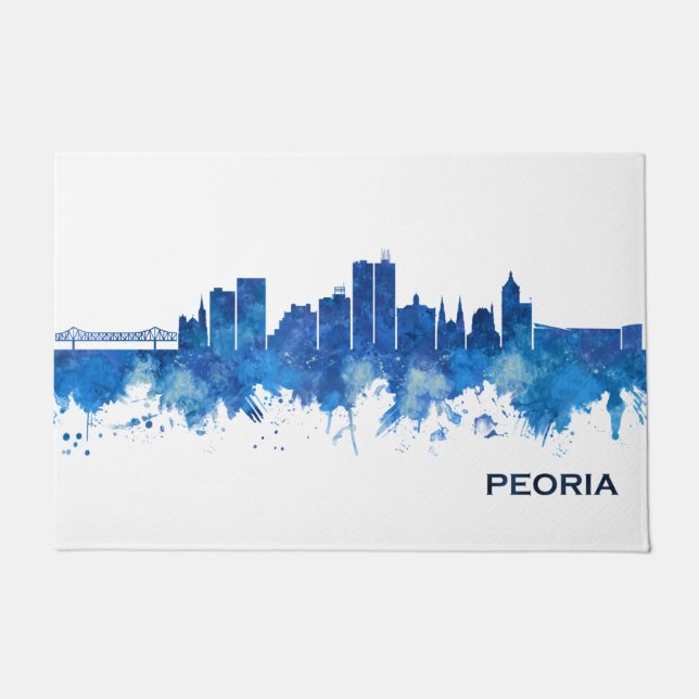 Paillasson Peoria Illinois Skyline Blue (Devant)