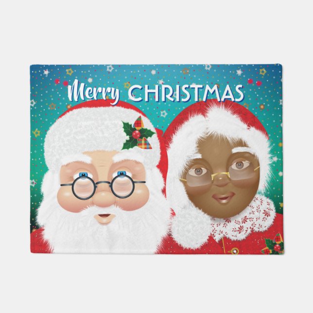 Paillasson Père Noël et Mme Claus Fêtes de Noël (Devant)
