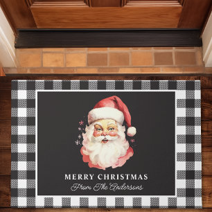 Paillasson Père Noël Vintage Gingham Noël Personnalisé
