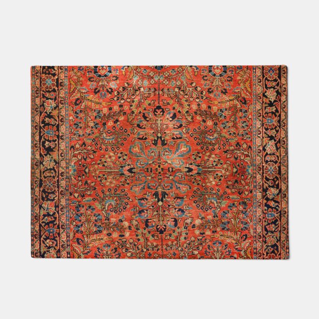 Paillasson Persia Sarouk Feuille jaune rouge  (Devant)