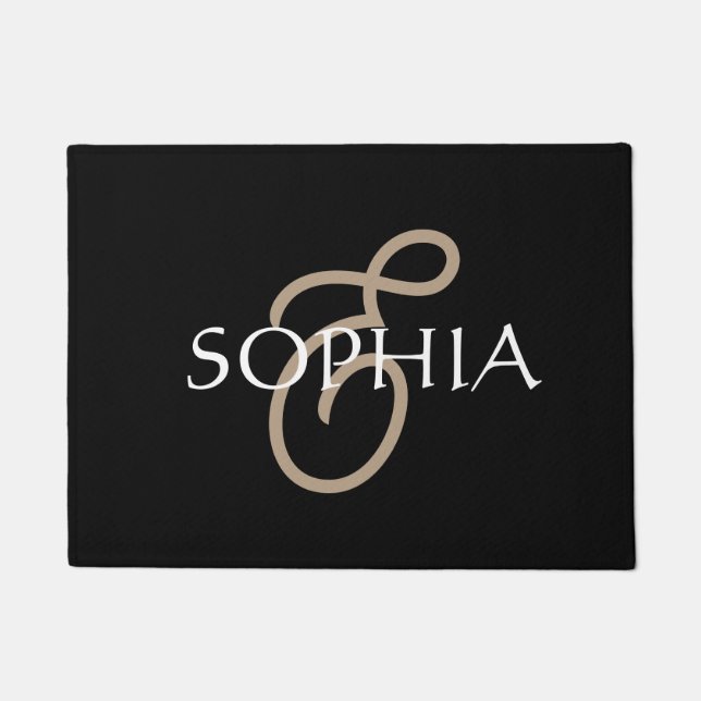 Paillasson Personalized Black gold monogrammed  (Devant)