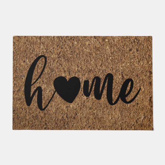 Paillasson Personnalisable Faux Coir Home avec Coeur (Devant)