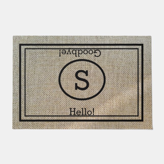 Paillasson Personnalisé Monogramme Hello and Goodbye Rustic (Devant)