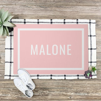 Paillasson Pétale rose Personnalisé Nom de famille mat