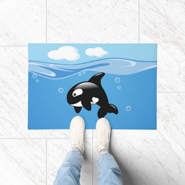 Paillasson Petite Orca baleine dans l'océan (Intérieur)