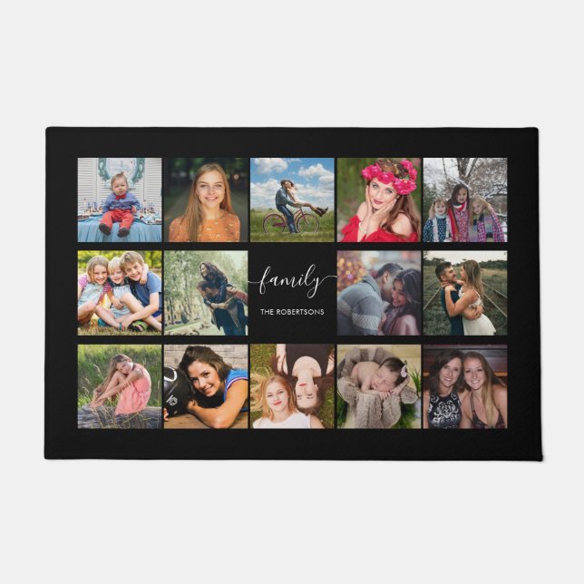 Paillasson Photo de famille Collage Black Custom Doormat (Devant)