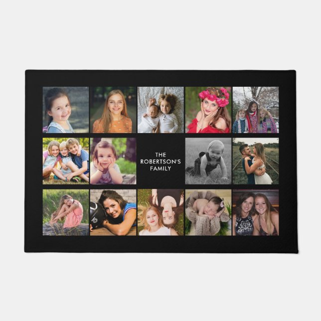 Paillasson Photo de famille Collage Black Custom Doormat (Devant)