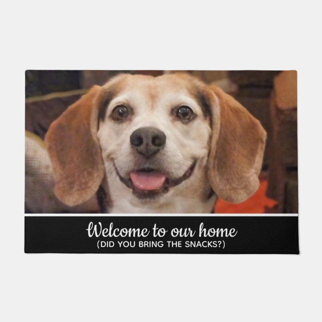 Paillasson Photo Drôle Chien Avez-Vous Apporté Snacks Welcome (Devant)