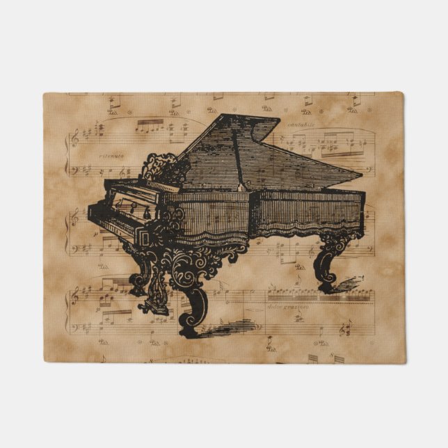 Paillasson Piano à queue antique sur les feuilles de musique (Devant)