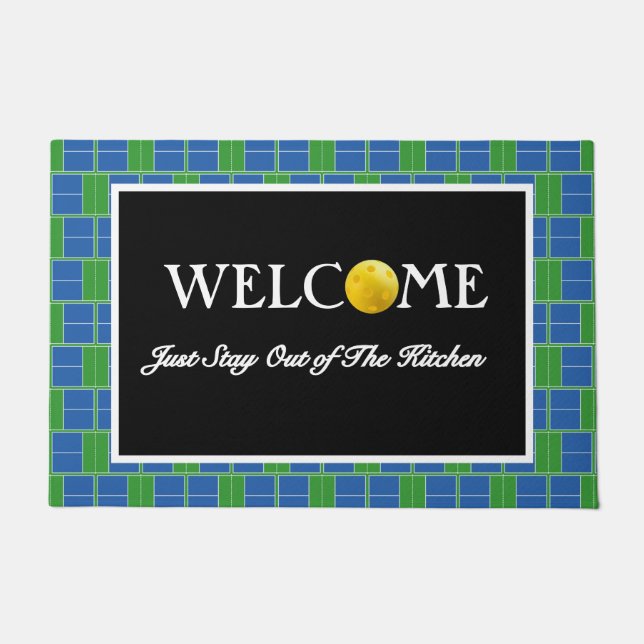 Paillasson Pickleball Court Entryway Welcome Blue and Green (Devant)