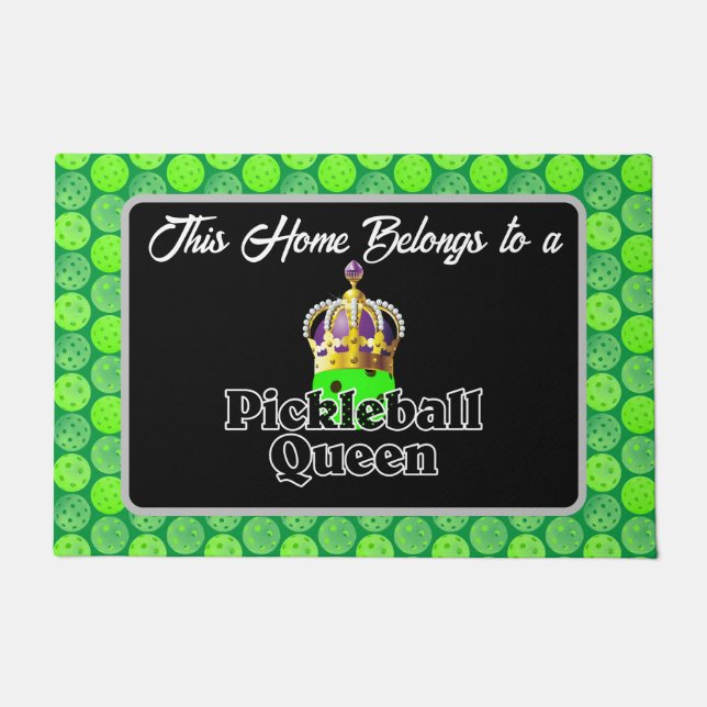 Paillasson Pickleball Queen - Green Pickleball Portant Couron (Devant)
