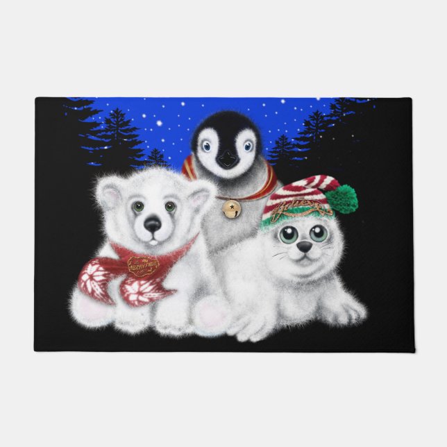 Paillasson Pingouin de Noël bébé phoque de l'ours polaire (Devant)