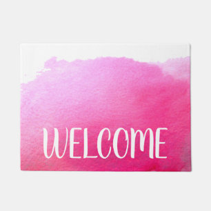 Paillasson Pink arty aquarelle thème de bienvenue