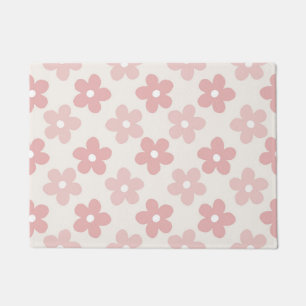Paillasson Pink Cream Daisy Flowers Retro Pattern
