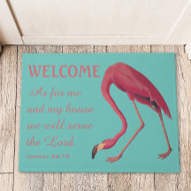 Pink Flamant rose and Bible Verse Doormat