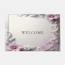 Pink Floral Frame Doormat