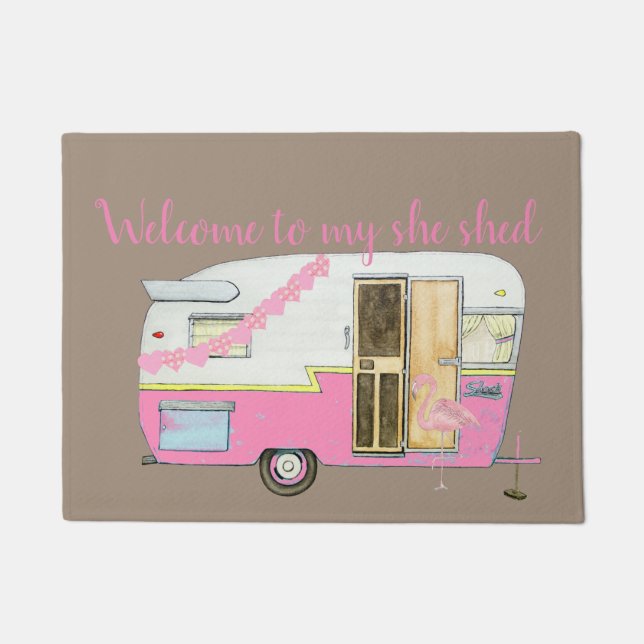 Paillasson Pink She Shed Vintage Trailer (Devant)