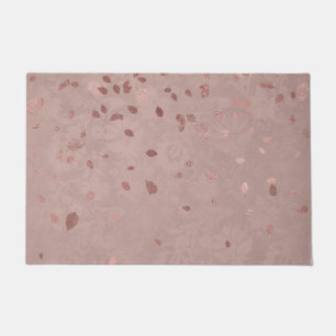 Paillasson Pink Tan Brown brillant or Élégant Feuilles aléato