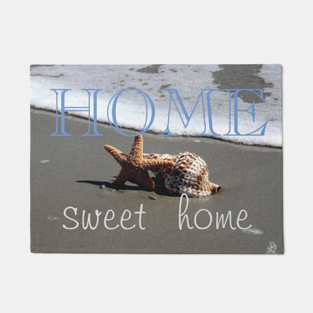 Paillasson Plage, Balnéaire, Coquillage, Maison Sweet Home (Devant)